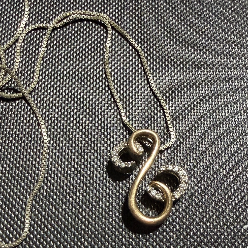 Jane Seymour Sterling 14k Rose Gold Diamond Pendant on 18" chain (2)